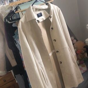 NWOT Classic Beige faux suede lightweight peacoat